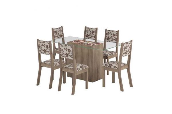Mesa de Jantar Gourmet com 6 Cadeiras em Madeira Maciça